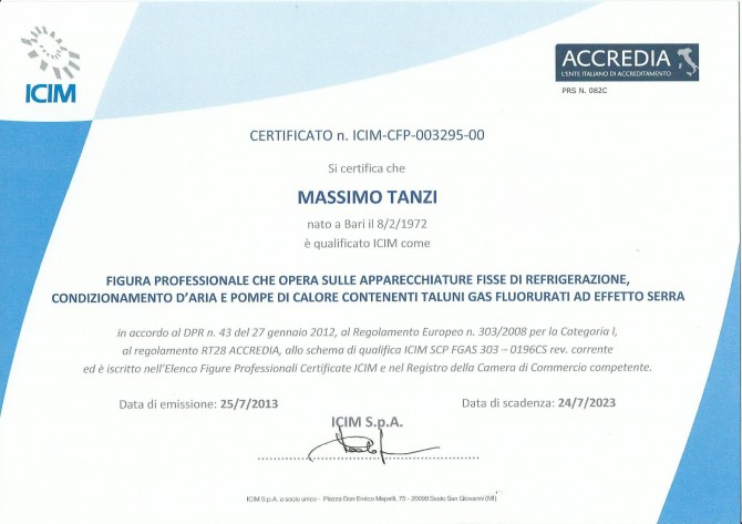 Certificazioni - T&C TECNOLOGIE SRL